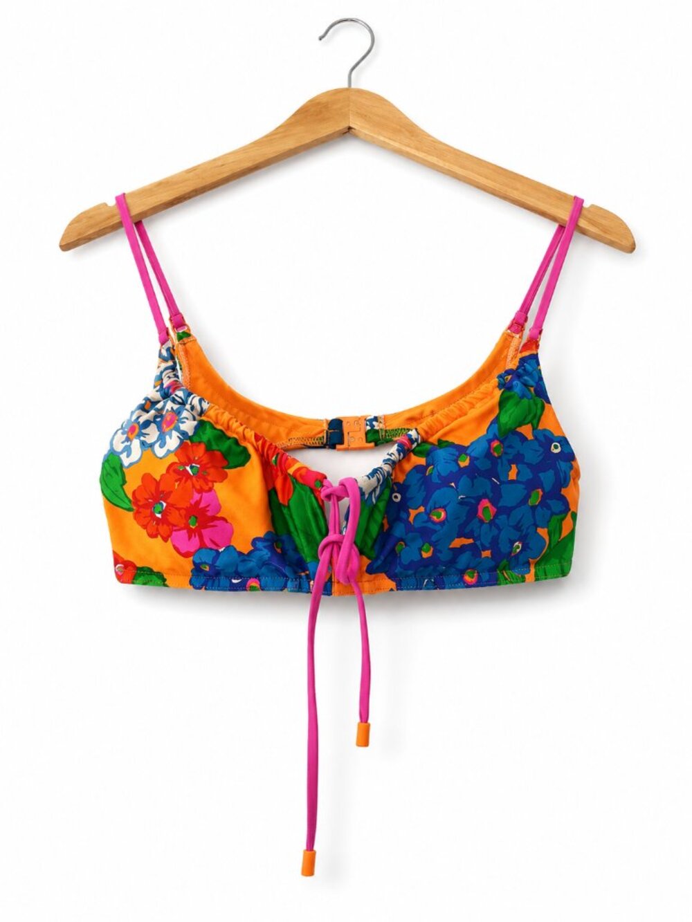 Zimmermann Orange Floral Bikini Top Tie Front Adjustable Straps Size 1